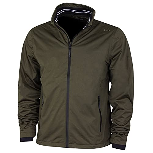 Calvin Klein Herren Kragen Details Wasserdichte Golfjacke - Khaki/Schwarz - M von Calvin Klein