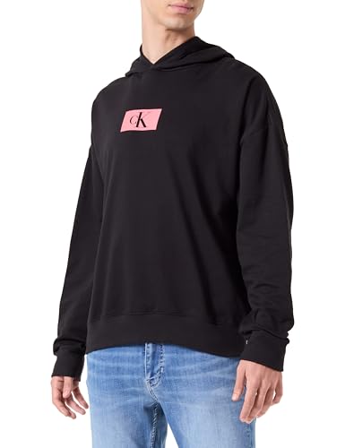 Calvin Klein L/S Hoodie Heavyweight Sweatshirts, Herren, Schwarz (Black W/Calypso Coral), M von Calvin Klein