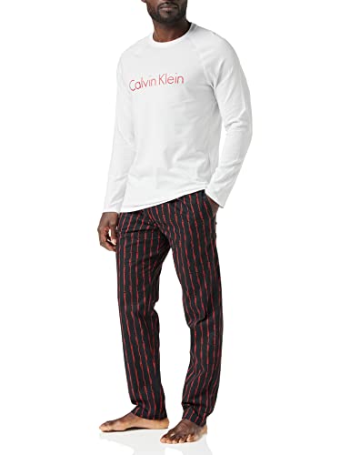 Calvin Klein Herren L/S Pant Set 000NM1590E Pyjamas, Mehrfarbig (Calvin Lnr STRP Logo_Blk W/Wht Top), XL von Calvin Klein Jeans