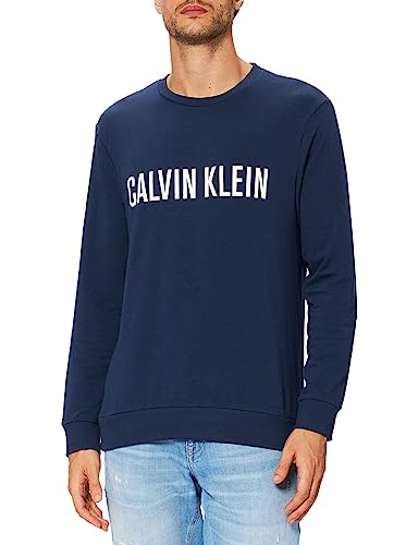 Calvin Klein Herren L/S Sweatshirt Pyjamaoberteil, Blue Shadow W/White, L von Calvin Klein