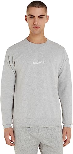 Calvin Klein Herren Sweatshirt ohne Kapuze, Grau (Grey Heather), S von Calvin Klein