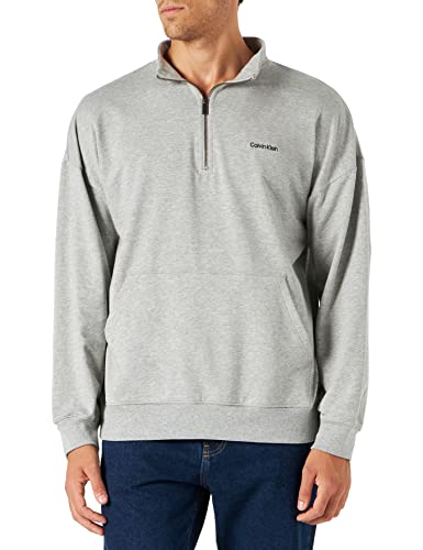 Calvin Klein Herren L/S Quarter Zip 000NM2299E Heavyweight Sweatshirts, Grau (Grey Heather), L von Calvin Klein Jeans