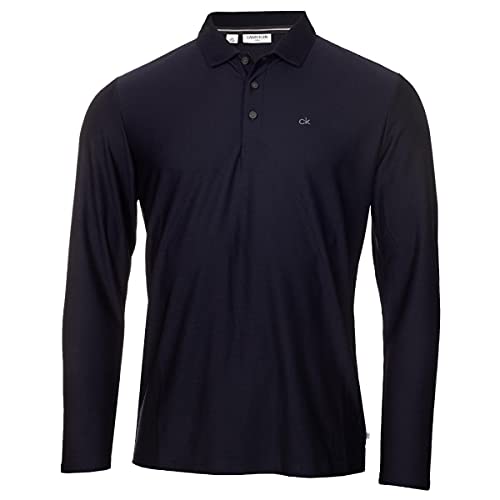 Calvin Klein Herren Langarm-Licht Zentrale Golf-Polo-Hemd - Marine - XXXXL von Calvin Klein