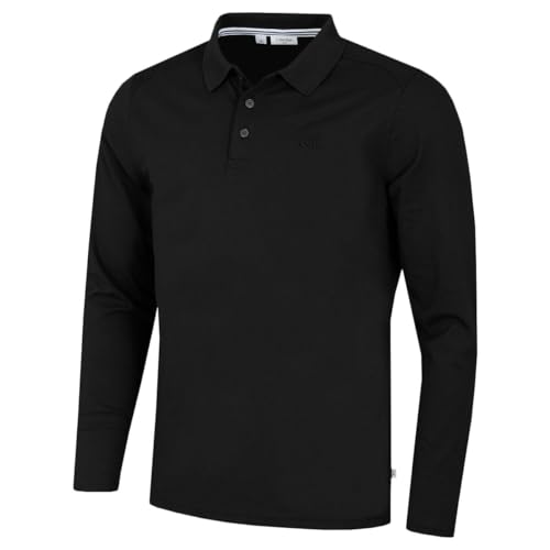 Calvin Klein Herren Langarm-Stretch-Campus-Golf-Polo- Schwarz - XXXXL von Calvin Klein