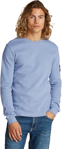 Calvin Klein Herren Langarmshirt Badge Waffle aus Baumwolle, Blau (Tempest), XL von Calvin Klein