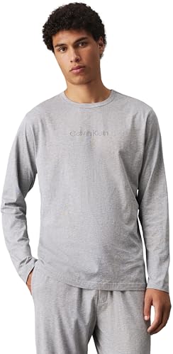 Calvin Klein Herren Langarmshirt Crew Neck Rundhalsausschnitt, Grau (Grey Heather), L von Calvin Klein
