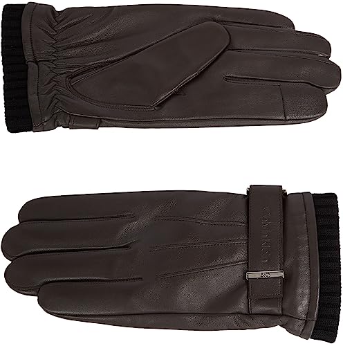 Calvin Klein Herren Handschuhe Rivet Lederhandschuhe, Braun (Dark Brown), M-L von Calvin Klein Jeans
