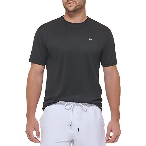 Calvin Klein Herren Light Weight Quick Dry Short Sleeve 40+ UPF Protection Rash-Guard-Shirt, Schwarz, L von Calvin Klein