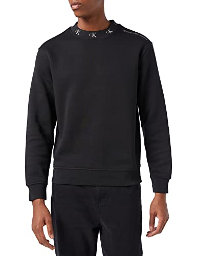 Calvin Klein Jeans Herren Logo Jacquard Rundhalsausschnitt Sweatshirts, Ck Black, XL von Calvin Klein Jeans