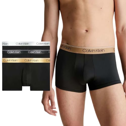 Calvin Klein Herren Low Rise Trunk 3Pk 0000U2664G Multipack/Unterwäsche, B-Black, Tigers Eye, Lunar Rock Wb, XL (3er Pack) von Calvin Klein