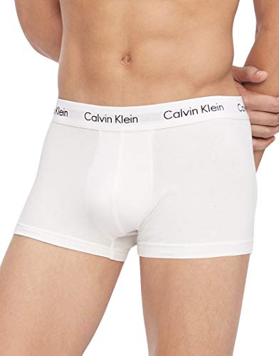 Calvin Klein Herren Boxershorts Low Rise TRUNK, 3er Pack U2664G, Ohne Eingriff, Mehrfarbig ( Weiß-100 ) - Small von Calvin Klein