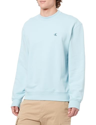 Calvin Klein Herren Ls Eu 350terry Monogram Cn Swtsh Lv04rc296g Sweatshirts, Blue(Stratosphere), M von Calvin Klein