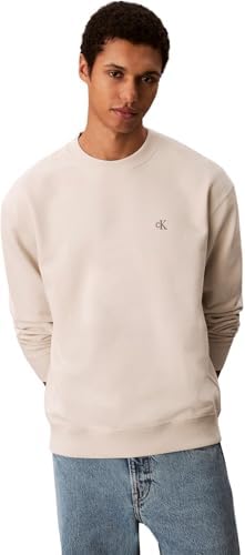 Calvin Klein Herren Ls Eu 350terry Monogram Cn Swtsh Lv04rc296g Sweatshirts, White(Chalk), L von Calvin Klein