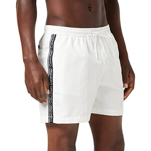 Calvin Klein Herren Badehose Medium Drawstring Lang, Weiß (PVH Classic White), M von Calvin Klein