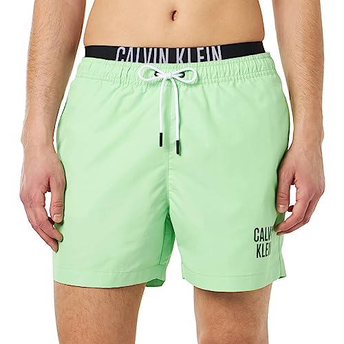 Calvin Klein Herren Badehose Medium Double WB Lang, Grün (Lime Mist), L von Calvin Klein