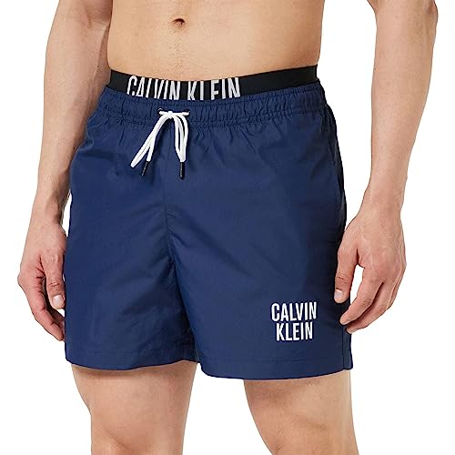 Calvin Klein Herren Badehose Medium Double WB Lang, Blau (Navy Iris), S von Calvin Klein