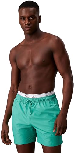 Calvin Klein Herren Badeshorts Medium Double Mittellang, Türkis (Jade Tide), L von Calvin Klein