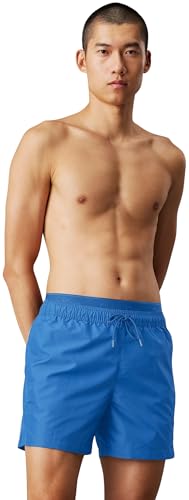 Calvin Klein Herren Badeshorts Medium Double mit Tunnelzug, Blau (Patch of Blue), M von Calvin Klein