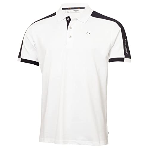 Calvin Klein Herren Meilen Feuchtigkeitsdocht Golfpolo - Weiß/Marine - XXL von Calvin Klein