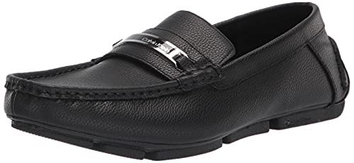 Calvin Klein Herren Merve Fahrer-Slipper, Schwarzes getrommeltes Leder 967, 42.5 EU von Calvin Klein