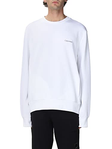 Calvin Klein Herren Sweatshirt Micro Logo Repreve ohne Kapuze, Weiß (Bright White), XXL von Calvin Klein Jeans