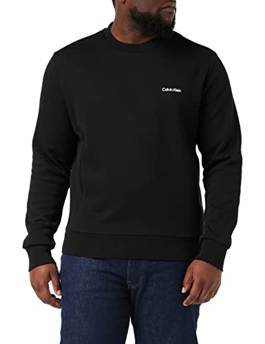 Calvin Klein Herren Sweatshirt Micro Logo Repreve ohne Kapuze, Schwarz (Ck Black), L von Calvin Klein