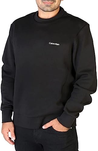 Calvin Klein Herren Sweatshirt Micro Logo Repreve ohne Kapuze, Schwarz (Ck Black), XXL von Calvin Klein Jeans