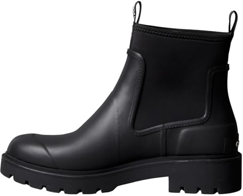 Calvin Klein Herren Mid Boot Stiefel Combat Rain Boot mit Blockabsatz, Schwarz (Triple Black), 43 von Calvin Klein