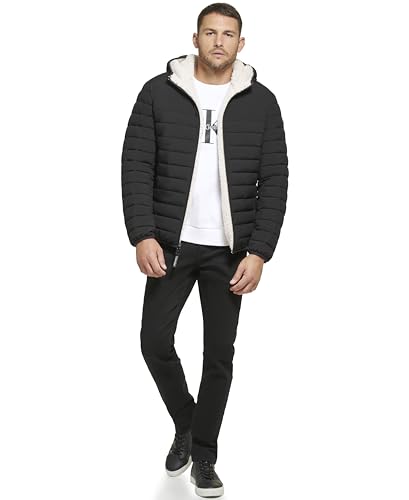 Calvin Klein Herren Mid-Weight Sherpa Lined Puffer Jacke, Daunen mit Kapuze, Ebenholz, M Calvin Klein Herren Mid-Weight Sherpa Lined Puffer Jacke, Daunen mit Kapuze, Ebenholz, M von Calvin Klein
