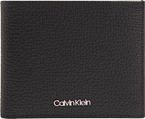 Calvin Klein Herren, Leder, Minimalism Bifold 5cc W/Coin Reisezubehör-Bi-Fold-Brieftasche, Ck Schwarz, Einheitsgröße von Calvin Klein