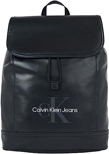 Calvin Klein Jeans Herren Rucksack Monogram Soft Flap Handgepäck, Schwarz (Black), Onesize von Calvin Klein