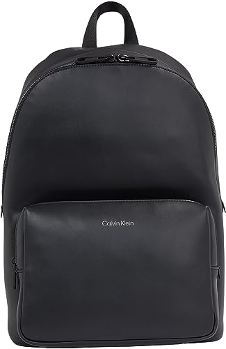 Calvin Klein Herren Rucksack aus Kunstleder mit Außentasche, Schwarz (Ck Black), Onesize von Calvin Klein