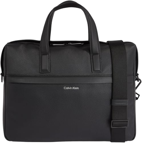 Calvin Klein Herren Laptoptasche Ck Must Laptop Bag Kunstleder, Schwarz (Ck Black Pebble), Einheitsgröße von Calvin Klein