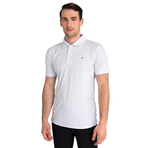 Calvin Klein Herren Newport Polo | Dry Fit with UPF 30+ Sun Protection Golf-T-Shirt, Weiß, Klein von Calvin Klein