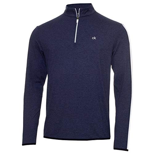 Calvin Klein Herren Newport Sweater mit gestreiften Ärmeln - Navy/Weiß - XL von Calvin Klein