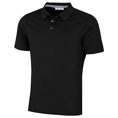 Calvin Klein Herren North Coast Feuchtigkeitsdochtes Poloshirt - Schwarz - S von Calvin Klein