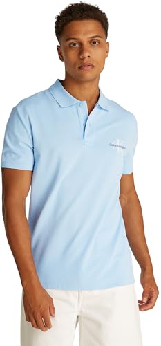 Calvin Klein Herren Poloshirt Kurzarm Monologo Regular Fit, Blau (Blue Bell), L von Calvin Klein