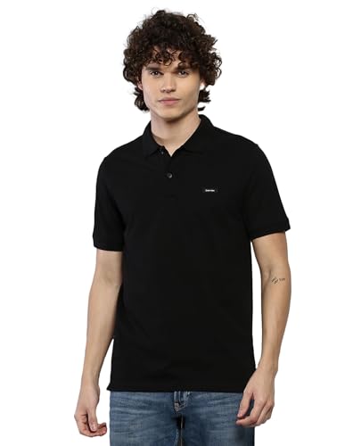 Calvin Klein Herren Poloshirt Stretch Pique Kurzarm, Schwarz (Ck Black), M von Calvin Klein