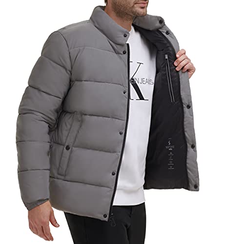 Calvin Klein Herren Puffer, Wintermantel, wasserabweisend Jacke, Reflektierendes Silber, XL von Calvin Klein