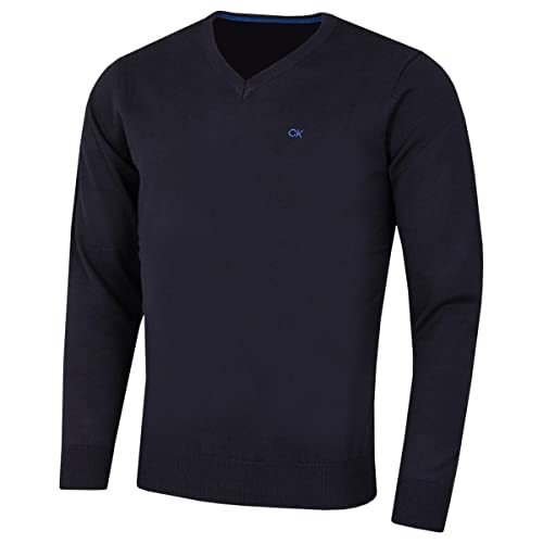 Calvin Klein Herren Pullover mit V-Ausschnitt - Navy - M. von Calvin Klein