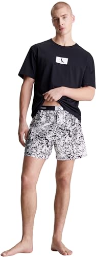 Calvin Klein Herren Pyjama-Set Boxer Set Kurz, Mehrfarbig (Black Top Halo Floral Print_Black), M von Calvin Klein