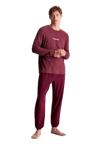Calvin Klein Herren Pyjama-Set L/S Jogger Lang, Rot (Tawny Port Top, Tawny Port Hthr Btm), L von Calvin Klein