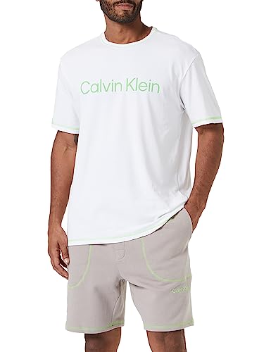 Calvin Klein Herren Pyjama-Set S/S Kurz, Mehrfarbig (White Top, Satelite Bottom), S von Calvin Klein