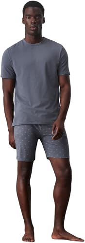 Calvin Klein Herren Pyjama-Set Short Set Kurz, Grau (Trblc Top/ Dmnd Lg Trblc Br Nkl Btm), L von Calvin Klein