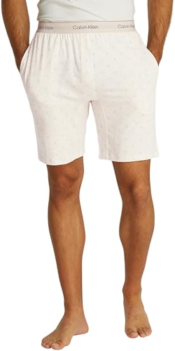 Calvin Klein Herren Pyjamahose Sleep Short Kurz, Beige (Diamond Logo_Oatmeal Heather), XL von Calvin Klein