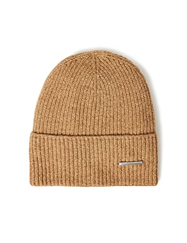 Calvin Klein Herren Pyramid Plaque Beanie K50K509933 Gestrickte Mütze, Beige (Travertine), OS von Calvin Klein