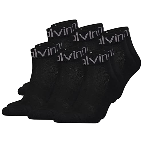 Calvin Klein Herren Quarter Socken LOGO WELT 6er Pack One Size Baumwolle Stretch, Größe:One Size, Farbe: Black 001 von Calvin Klein