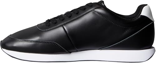 Calvin Klein Herren Runner Sneaker Retro aus Leder, Schwarz (Black/Bright White), 47 von Calvin Klein