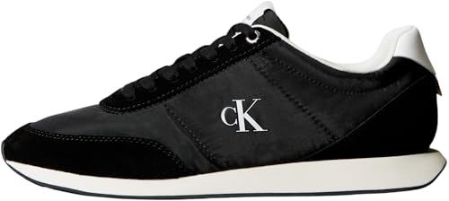 Calvin Klein Herren Runner Sneaker Retro Mix mit Logo, Schwarz (Black/Bright White), 44 von Calvin Klein