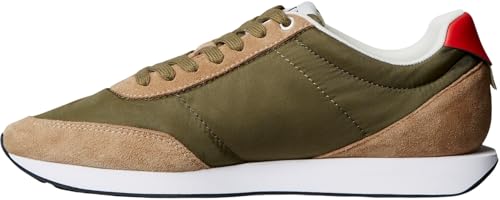 Calvin Klein Herren Runner Sneaker Retro Mix mit Logo, Mehrfarbig (Capers/Khaki/Flame Scarlet), 46 von Calvin Klein